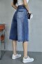 TREND TINT WASHED Aged EFFECT BAGGY JEAN DENIM BERMUDA ROLLER SHORTS - 8
