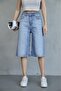 TREND TINT WASHED Aged EFFECT BAGGY JEAN DENIM BERMUDA ROLLER SHORTS - 4