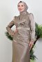 Feathered Organza Dress Mink - 5