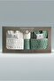 Damla 8 Piece Partial Velvet Bathrobe Set | Family Bathrobe Set | Dowry Bathrobe Set | Boxed | Green-Cream - 4