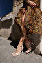 Rojo Women's Beige Patent Leather Single Strap Heel Sandals - 2