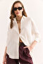 Women's White Textured Boyfriend Wrap Shirt Gml-19001323 - 2