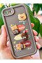 iPhone 7/8/Se Case Designed with Patterned Camera Protection Teddy Bear Coffee Color Soft Silicone Cover - 4