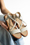 Elastic Light Gray Suede Women's Sandals