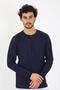 Fashion Stripe Men's O-Neck Long Sleeve Navy Blue Undershirt 6590 - 6