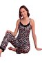 Women's Milan Fabric Leopard Pattern Collar and Cuffed Hem Rope Strap Pajama Set