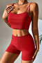 Women's Red Camisole Nightgown Set with Shorts - 5