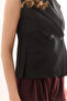 Women's Black Flannel Pocket Lined Vest Ylk-19000065 - 6