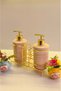 Set of 2 Liquid Soap Dispensers with Gold Color Detail, Sponge Holder and Stand - 5