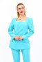 Square Collar Jacket-Turquoise - 1075100 - 4