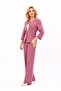 Zero Collar Plain Short Jacket & Wide Leg Pants Set-Rose - 1015520