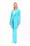 Shawl Collar Pocketed Long Jacket & Spanish Flare Trousers-Turquoise - 1004530
