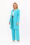 Zero Collar Plain Long Jacket & Wide Leg Trousers-Turquoise - 1005520
