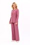 Zero Collar Buttoned Jacket & Wide Leg Trousers-Rose - 1064520 - 4