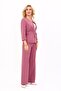 Zero Collar Plain Short Jacket & Wide Leg Pants Set-Rose - 1015520 - 4