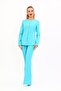 Zero Collar Buttoned Jacket & Spanish Flare Trousers-Turquoise - 1064530