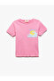 Cotton Short Sleeve Crew Neck Camisole Printed T-Shirt