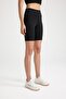 Fit Black High Waist Waist-Hugging Biker Flexible Short Basic Sports Leggings Z6741Az24Sp - 5