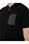 Black Slim Fit 100% Cotton Zippered Polo Collar T-Shirt 50307929-Vr046 - 7