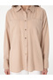 Beige Oversize Linen Blended Long Sleeve Shirt 50313128 -Vr011 - 6