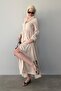 Beige Striped Button Long Dress Mg2392 - 5