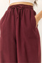 Women's Burgundy Elastic Waist Lace-Up Detailed Pocketed Linen Wide Jogger Pants 3235 60281035 - 5