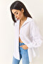 Women's White Oversize Terry Cotton Poplin Shirt 34225 60284043 - 3