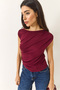 Women's Burgundy Drape Detailed Soft Touch Flexible Viscose Blouse 4019 60284038 - 4