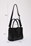 Black Shk190 Faux Leather Snap Closure Hand, Arm and Shoulder Bag with Removable Makeup Bag - 2