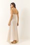Women's Beige Knitted Strappy Asymmetrical Skirted Loose Linen Dress 5937 60281018 - 8