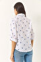 Women's White Blue Minimal Patterned Watermelon Sleeve Regular Shirt 1686 60284040 - 7
