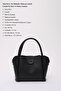 Black Shk190 Faux Leather Snap Closure Hand, Arm and Shoulder Bag with Removable Makeup Bag - 3