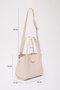 Cream Shk190 Faux Leather Snap Hand, Arm and Shoulder Bag with Removable Makeup Bag - 2