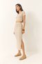 Women's Beige Square Neck Short Sleeve Crop Slit Detailed Camisole Bottom-Top Set 60284032 - 4