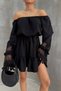 Black Sleeves Lace Detailed Madonna Collar Dress - 2