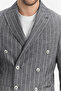 Vitao Men's Black Italian Striped Double Breasted Half Lined Slim Fit Sport Blazer Jacket - 2