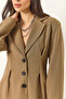 Women's Oil Green Shawl Collar Waist-Fitted Button Closure Lined Viscose Blazer Jacket 3433 60283148 - 6