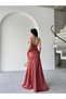 Cinnamon Strapless Draped Satin Evening Dress - 6