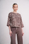 Women's Cotton Combed Cotton Trouser Suit Summer with Pocket Half Sleeve 23066 Brown - 7