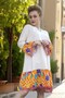 Flying Sleeve Patterned Pon Pon Detail Summer Mini Dress - 6