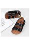 Mark & Mia Solid Hook & Loop Closure Sandals - Black - 5