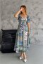 Dipmoda Women Summer Square Neck Print Viscose Dress Dpq002 - 3