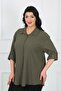 Women's Khaki Wrinkled Plus Size Shirt - 3