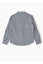 Boys' Grey and White Vertical Striped Cotton Shirt with Mandarin Collar - 2