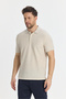 Nikol Men's Cream Lycra Cotton Blend Melange Effect Slim Fit Non-Curling Collar Polo Neck T-Shirt - 3