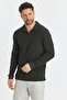 Volex Men's Khaki Lycra 100% Cotton Collar Detailed Slim Fit Long Sleeve Polo Collar Sweatshirt - 5