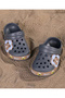 SAPS Bear Printed Backstrap Closure Clogs - Grey/Brown