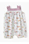 Girls' Printed Sleeveless Romper with Fox Yoke and Ruffle Trim - 2
