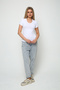 V-Neck Tight White Lycra Slim Fit Cotton Women's T-Shirt