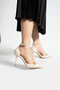 Cream Shiny Wrinkled Vegan Leather Stiletto |   9 cm Thin Heel |   Pointed Toe |   Stylish Comfortable Women's Shoes